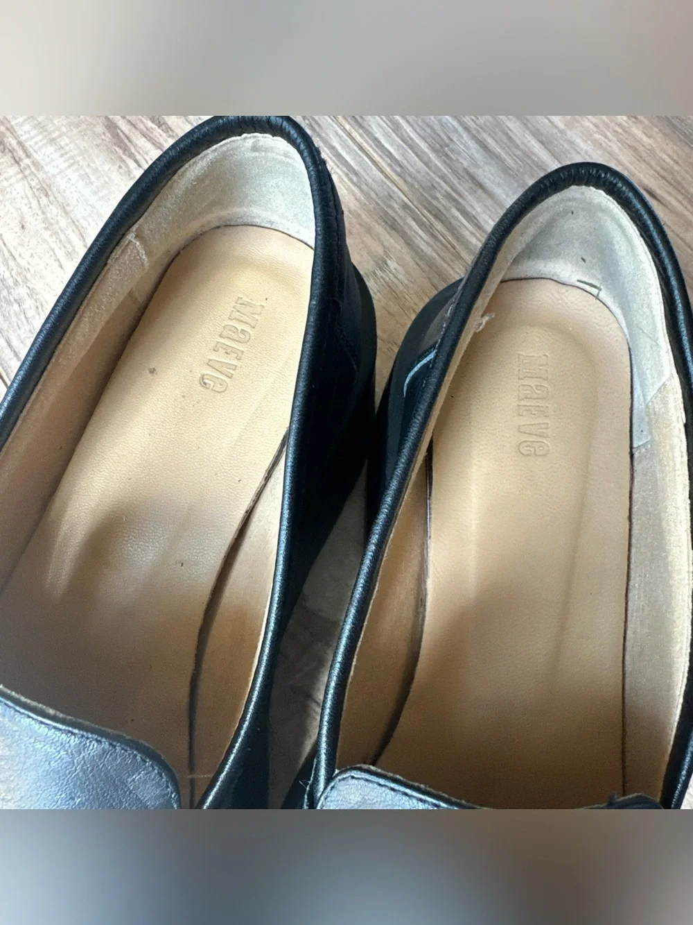 Maeve Anthropologie Black Leather Chunky platform Penny Loafers size 41 Lugged